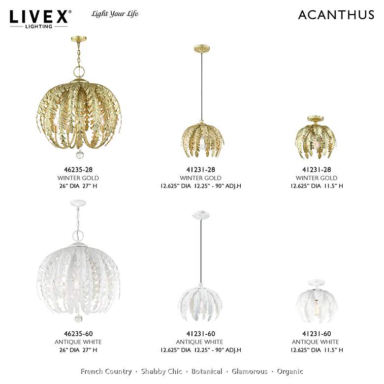 Image 3 Acanthus 4 Light Winter Gold Chandelier more views