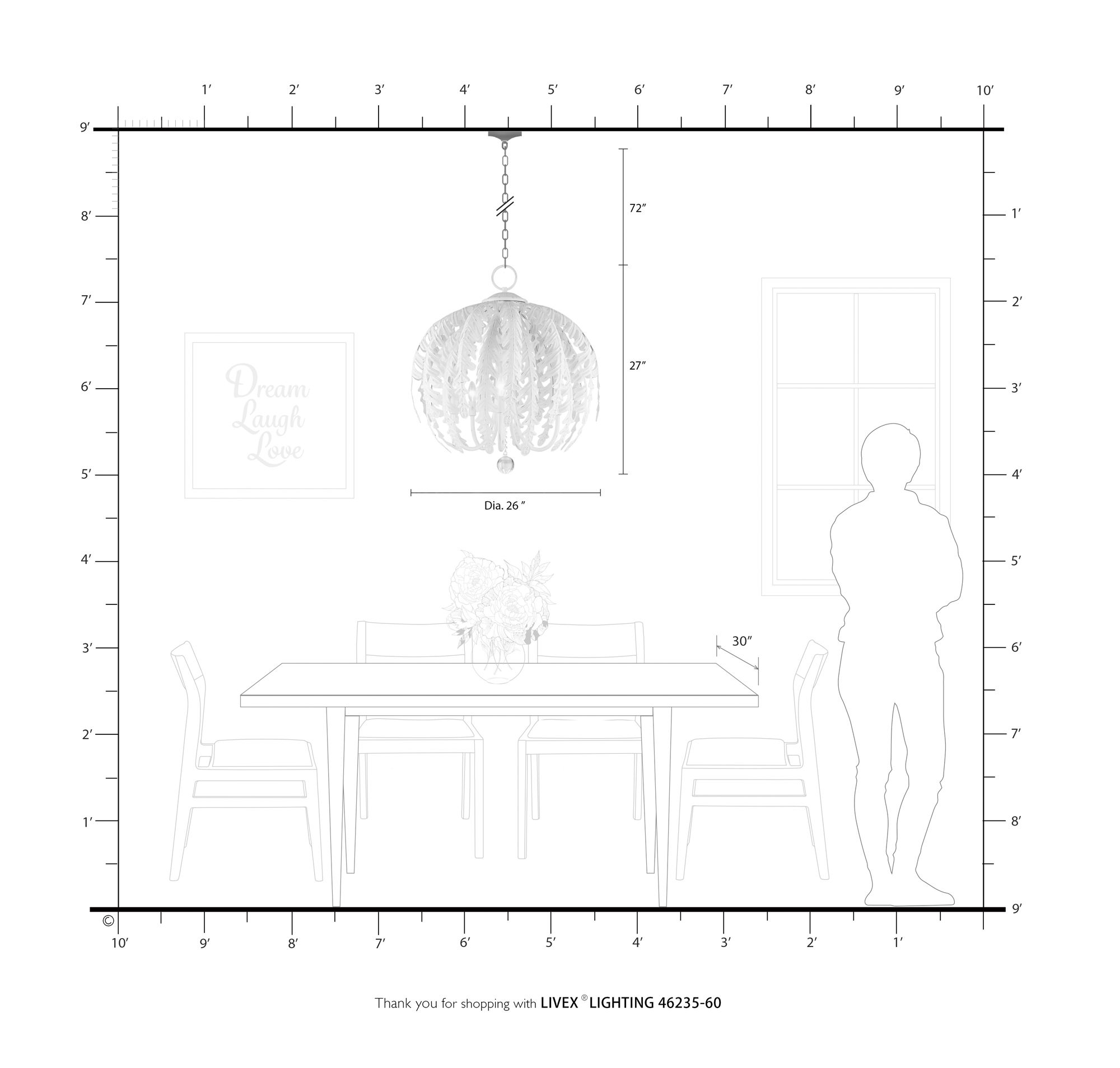 Acanthus 5 Light Antique White Chandelier