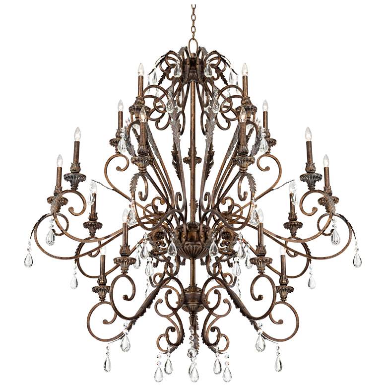 Acanthus and Crystal 68&quot; Wide Bronze Chandelier more views