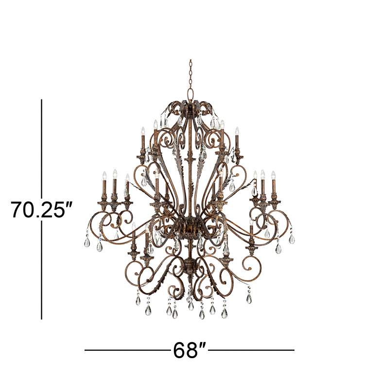 Acanthus and Crystal 68&quot; Wide Bronze Chandelier more views