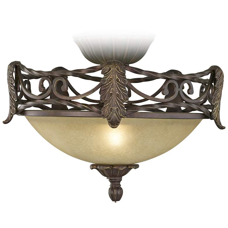 Image 1 Acanthus Pull-Chain Ceiling Fan Light Kit in Scavo Glass