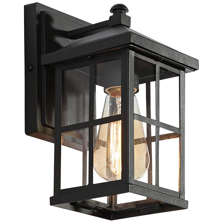 Image 1 Acbolomew 10" High Textured Black Outdoor Wall Light