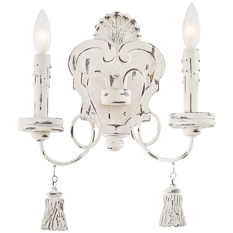 Image 1 Accents Provence 14 inch High Distressed White Wall Sconce