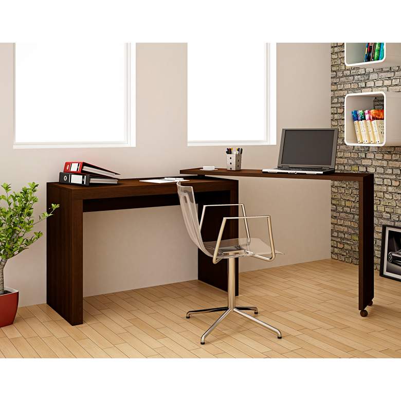 Image 1 Accentuations 47 1/4" Wide Tobacco Modern Nested Office Desk