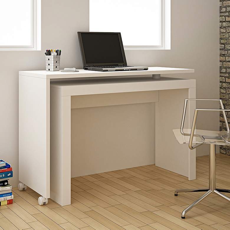 Accentuations 47 1/4&quot; Wide White Modern Nested Office Desk