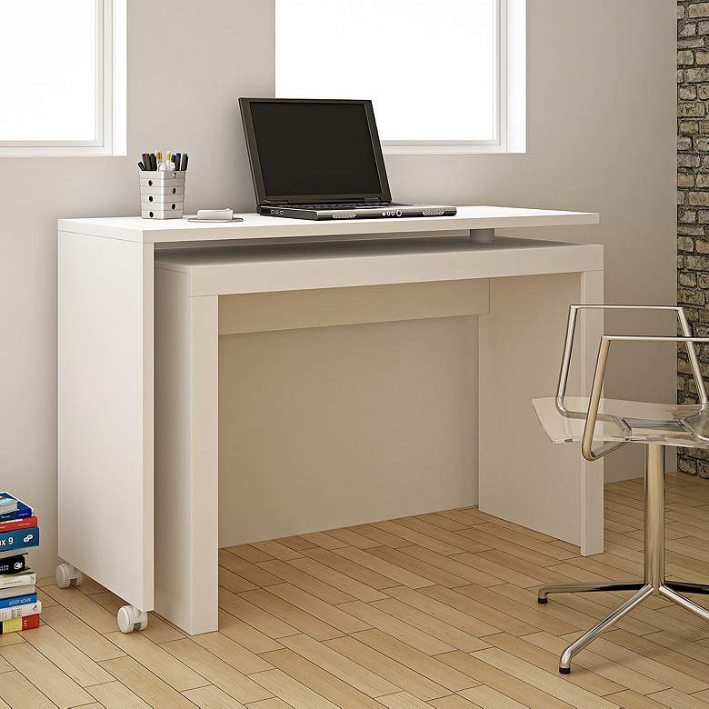 Image 6 Accentuations 47 1/4" Wide White Modern Nested Office Desk more views