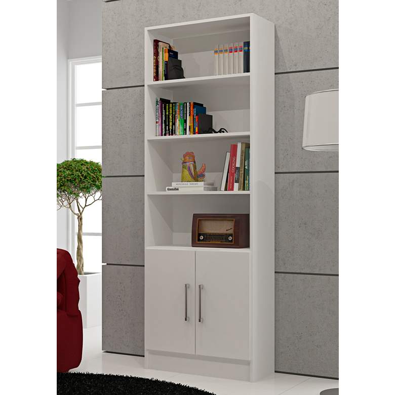 Image 1 Accentuations 72 inch High Catarina White 6-Shelf Cabinet