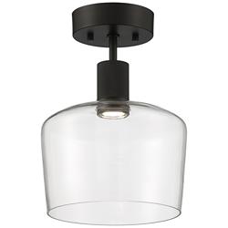 Access Chardonnay 11.8&quot; Matte Black Clear Glass LED Ceiling Light