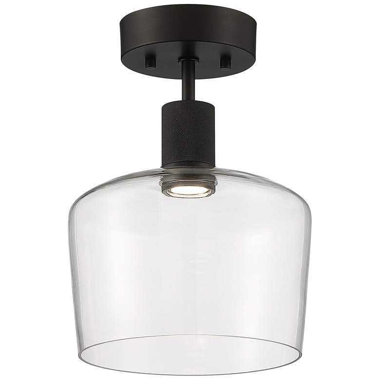Image 1 Access Chardonnay 11.8" Matte Black Clear Glass LED Ceiling Light