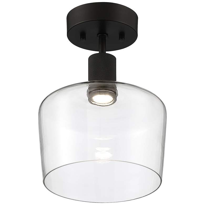Image 3 Access Chardonnay 11.8" Matte Black Clear Glass LED Ceiling Light more views
