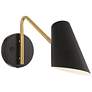 1_Access Eames 7" High Black Antique Brushed Brass LED Wall Light