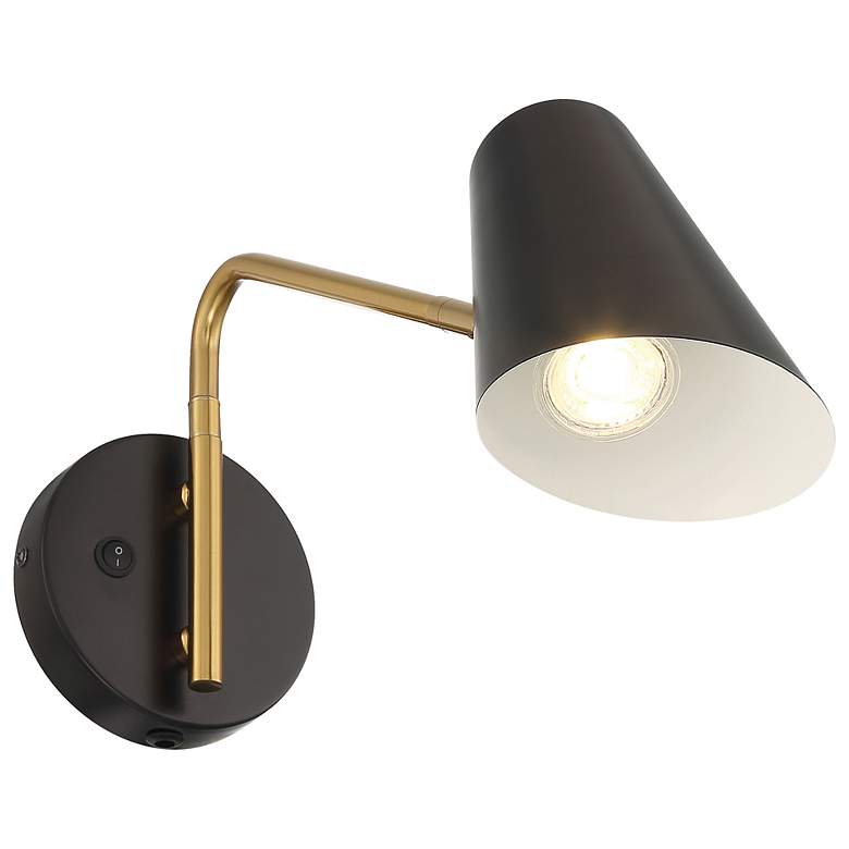 Image 3 Access Eames 7" High Black Antique Brushed Brass LED Wall Light more views