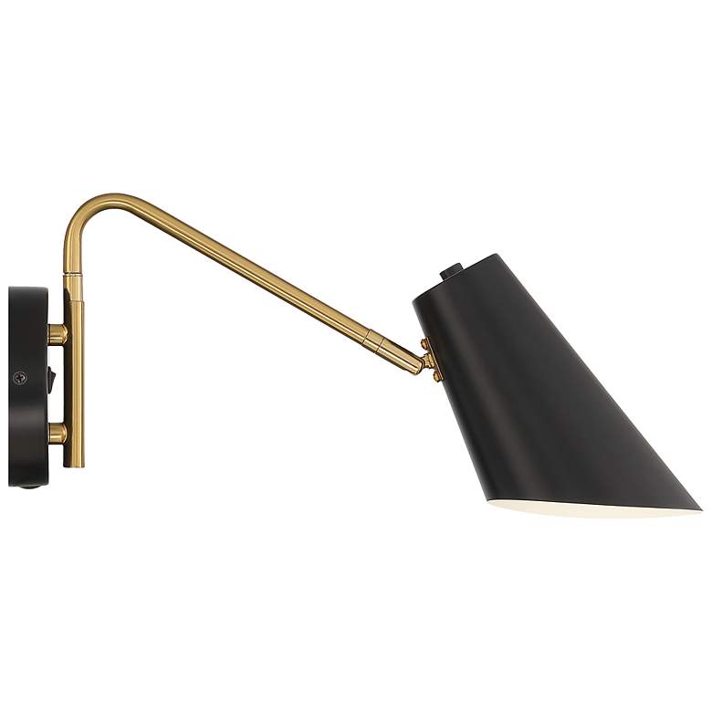 Image 4 Access Eames 7" High Black Antique Brushed Brass LED Wall Light more views