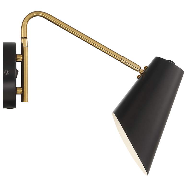 Image 5 Access Eames 7" High Black Antique Brushed Brass LED Wall Light more views