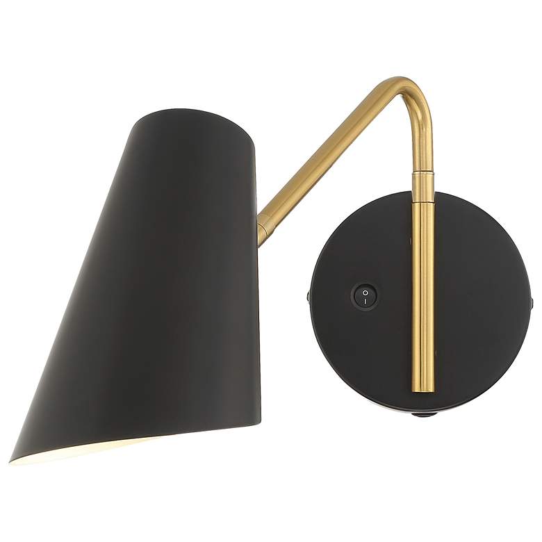Image 6 Access Eames 7" High Black Antique Brushed Brass LED Wall Light more views