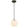 Access Japanese Lantern 8" Wide Bronze and White Glass Pendant