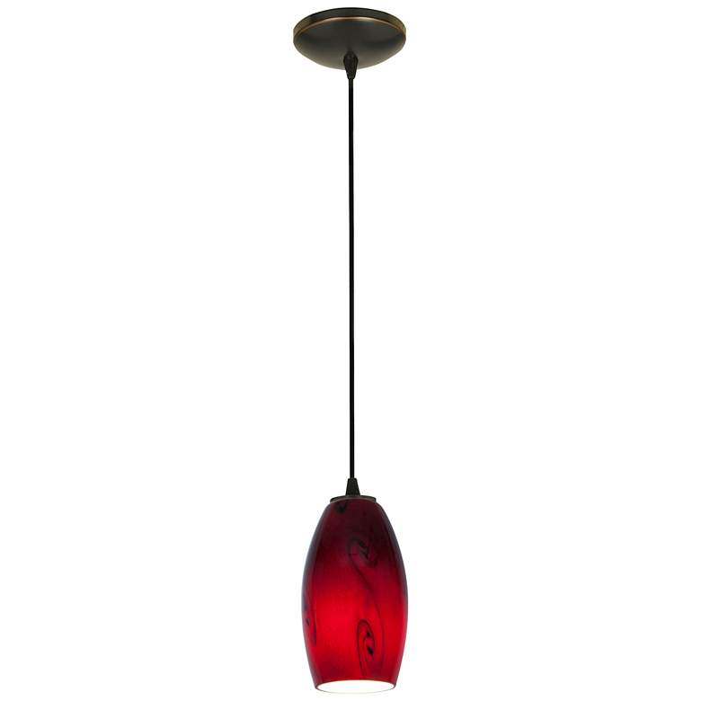 Image 1 Access Lighting 3 1/2" Wide Bronze and Red Sky Glass LED Mini-Pendant