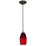 Access Lighting 3 1/2" Wide Bronze and Red Sky Glass LED Mini-Pendant