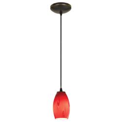 Access Lighting 3 1/2" Wide Bronze and Red Sky Glass LED Mini-Pendant