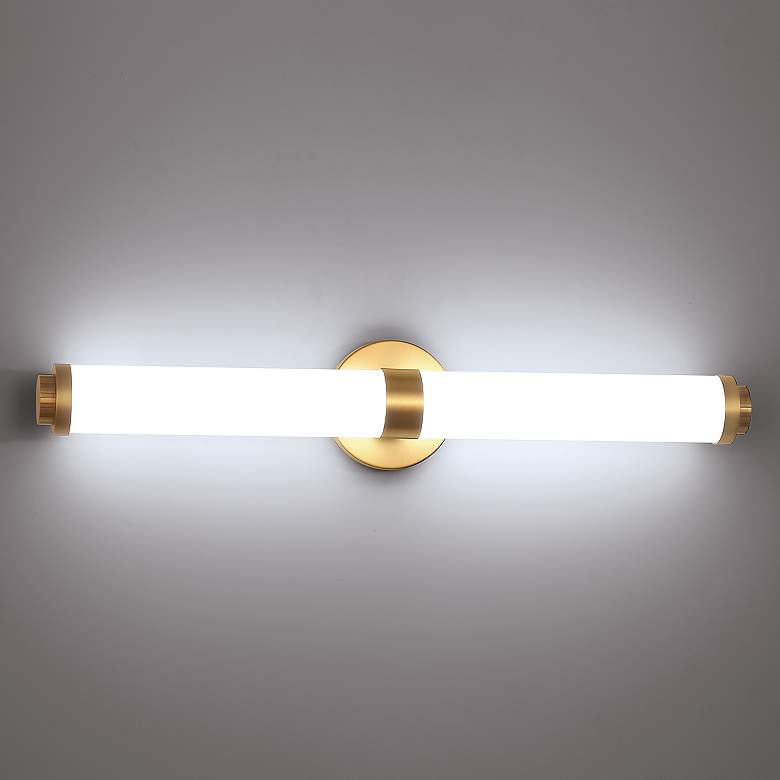 Image 1 Access Lighting Aqua 25 1/4 inch Brushed Gold Metal Bar LED Bath Light