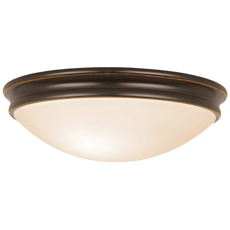 Image 1 Access Lighting Atom 14" Wide Bronze and Opal Glass LED Flush Mount