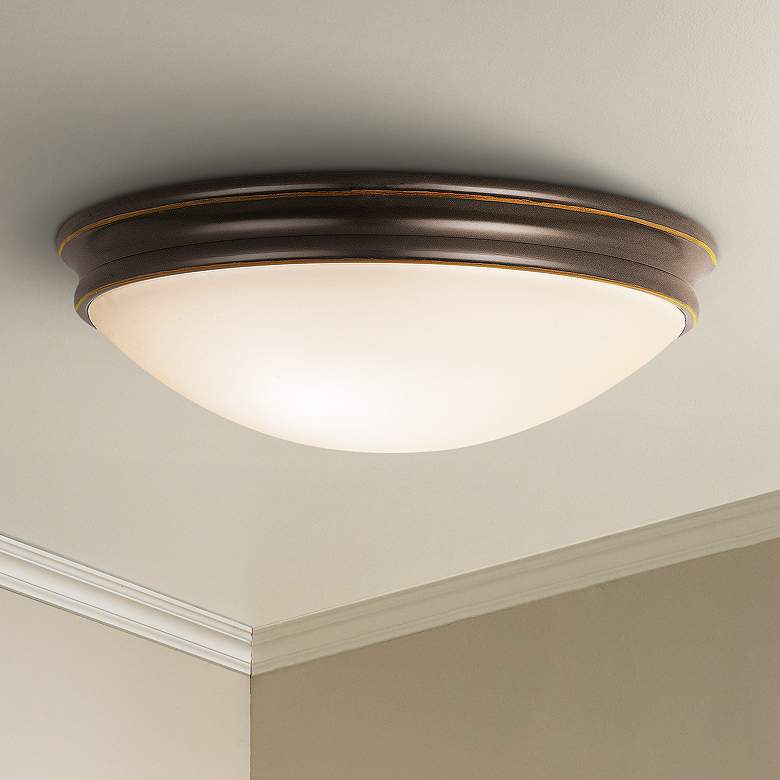 Image 1 Access Lighting Atom 14" Wide Oil-Rubbed Bronze Round Ceiling Light