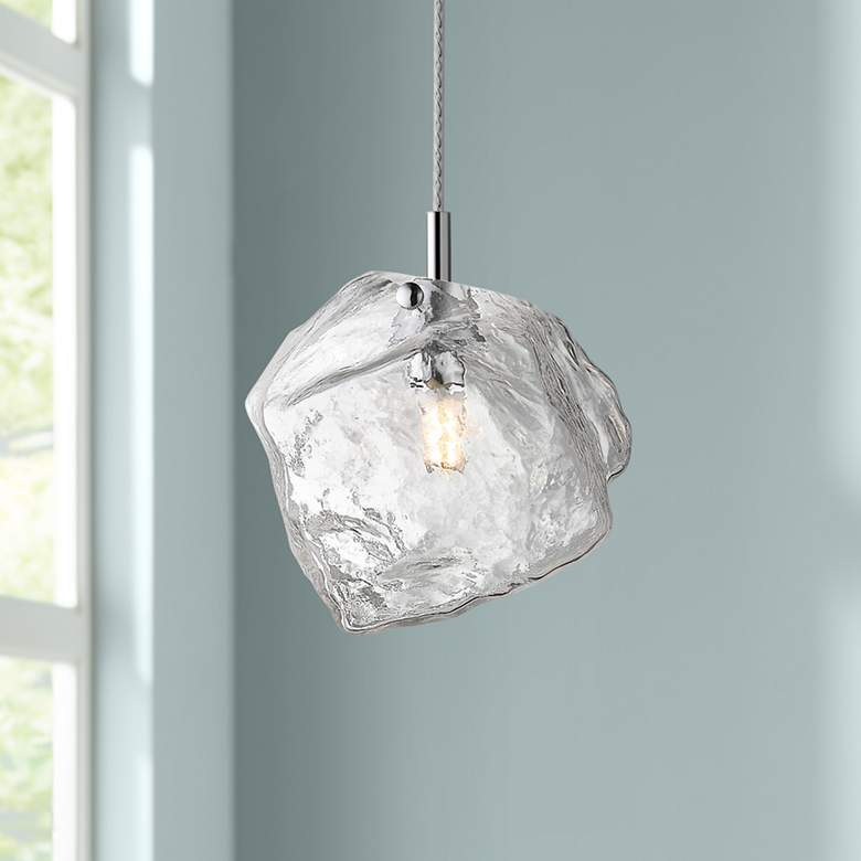 Image 1 Access Lighting Boulder 6 3/4" Wide Nickel and Glass LED Mini Pendant