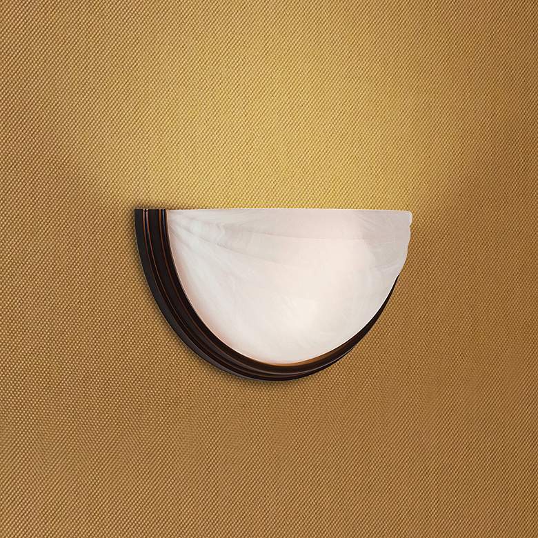 Image 2 Access Lighting Crest 13 inch Wide Bronze and Alabaster Glass Wall Sconce
