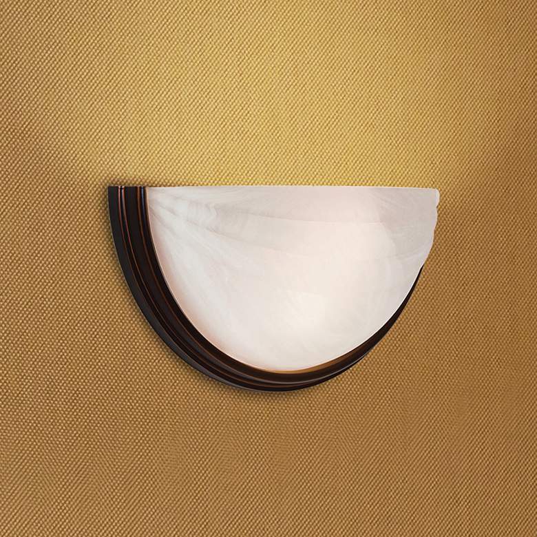 Image 2 Access Lighting Crest 13" Wide Bronze and Alabaster Glass Wall Sconce