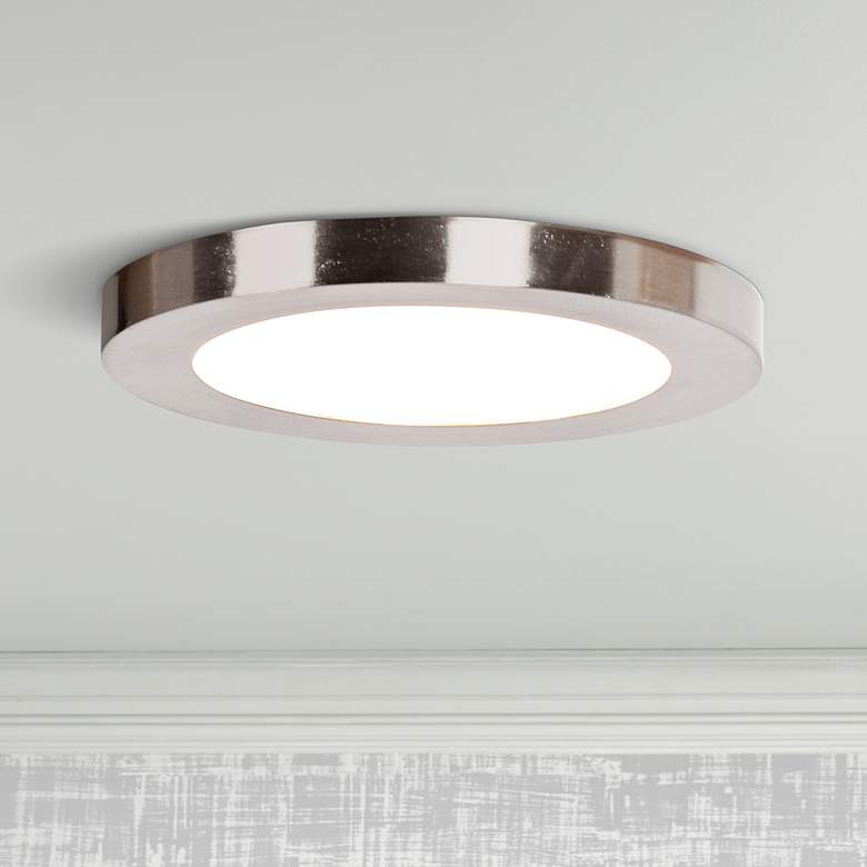Image 1 Access Lighting Disc 5 1/2" Wide Brushed Steel Round LED Ceiling Light