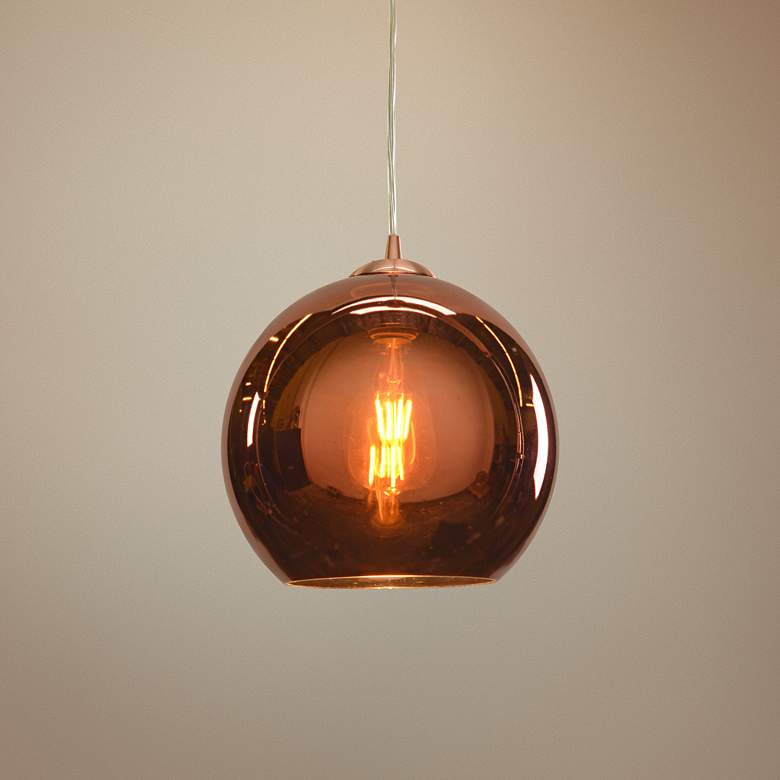 Image 1 Access Lighting Glow 10 inch Wide Modern Brushed Copper Glass Mini Pendant