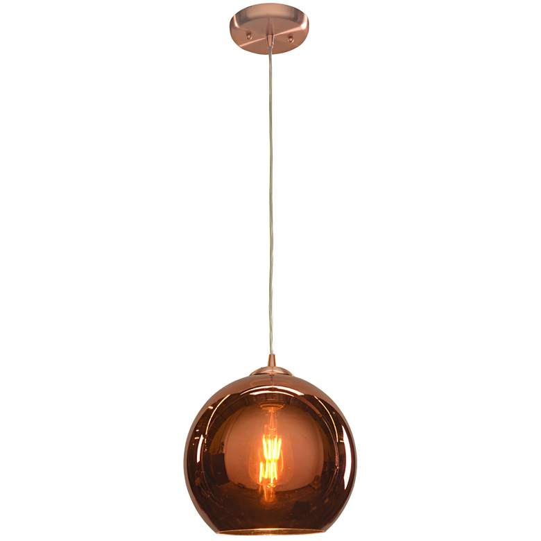 Image 4 Access Lighting Glow 10 inch Wide Modern Brushed Copper Glass Mini Pendant more views