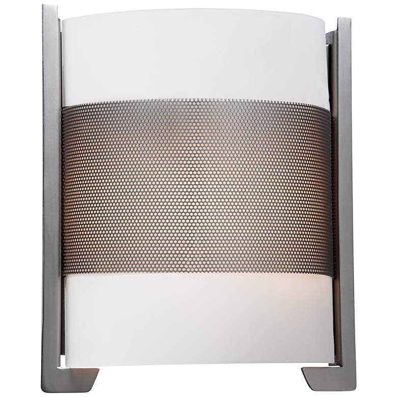 Image 2 Access Lighting Iron Brushed Steel 11 3/4" High Opal Glass Wall Sconce