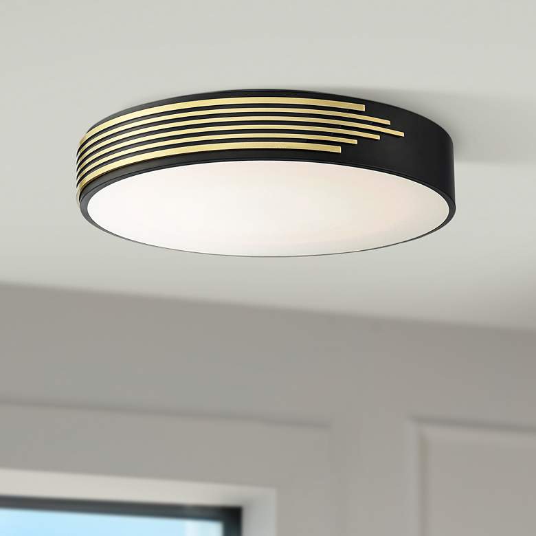 Image 1 Access Lighting Maestro 13 3/4" Wide Black and Gold LED Ceiling Light