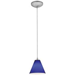 Access Lighting Martini 7&quot; Wide Nickel and Blue Cobalt Glass Pendant