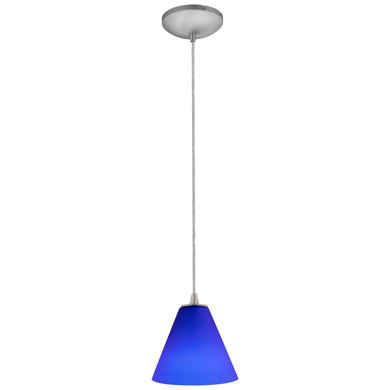 Image 2 Access Lighting Martini 7" Wide Nickel and Blue Cobalt Glass Pendant more views