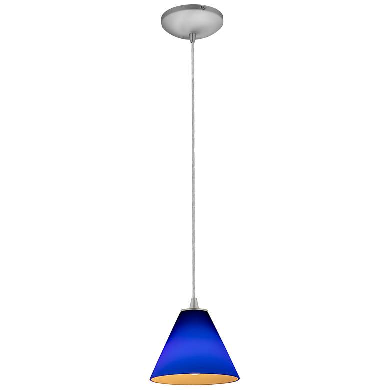 Image 3 Access Lighting Martini 7" Wide Nickel and Blue Cobalt Glass Pendant more views