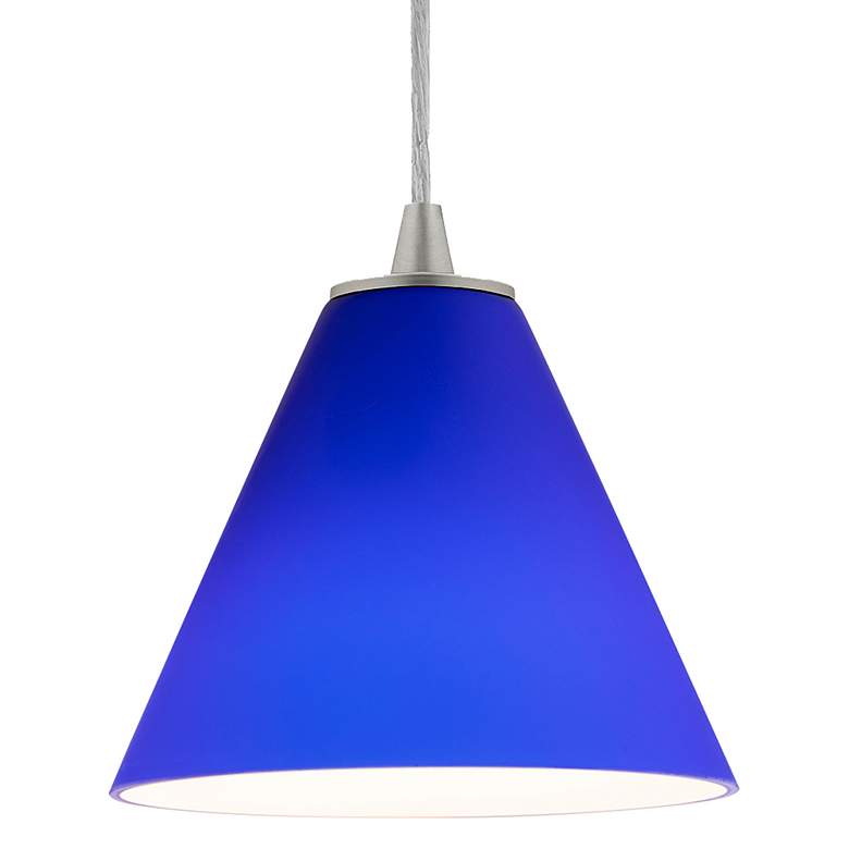 Image 4 Access Lighting Martini 7" Wide Nickel and Blue Cobalt Glass Pendant more views