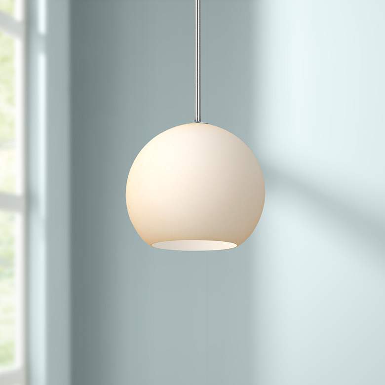 Image 1 Access Lighting Nitrogen 9" Nickel and Glass Modern LED Mini Pendant