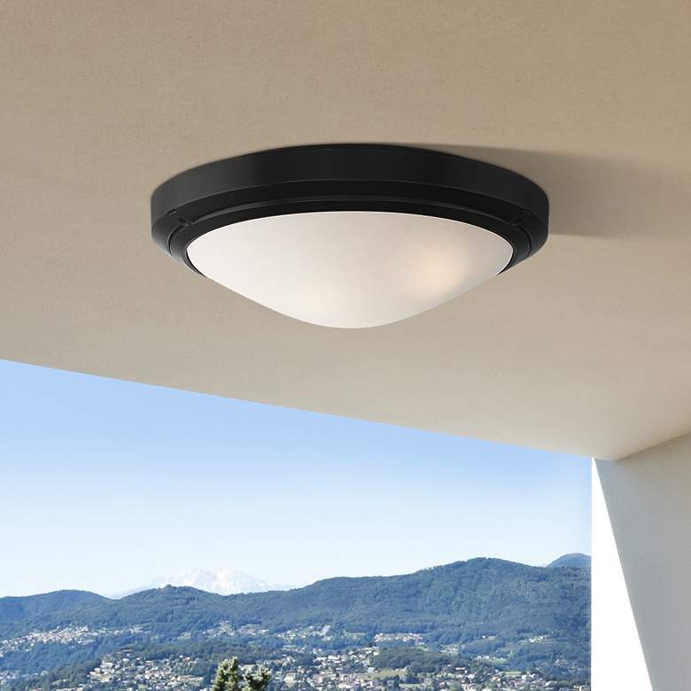 Image 1 Access Lighting Oceanus 15.8 inch Wide Outdoor LED Black Ceiling Light
