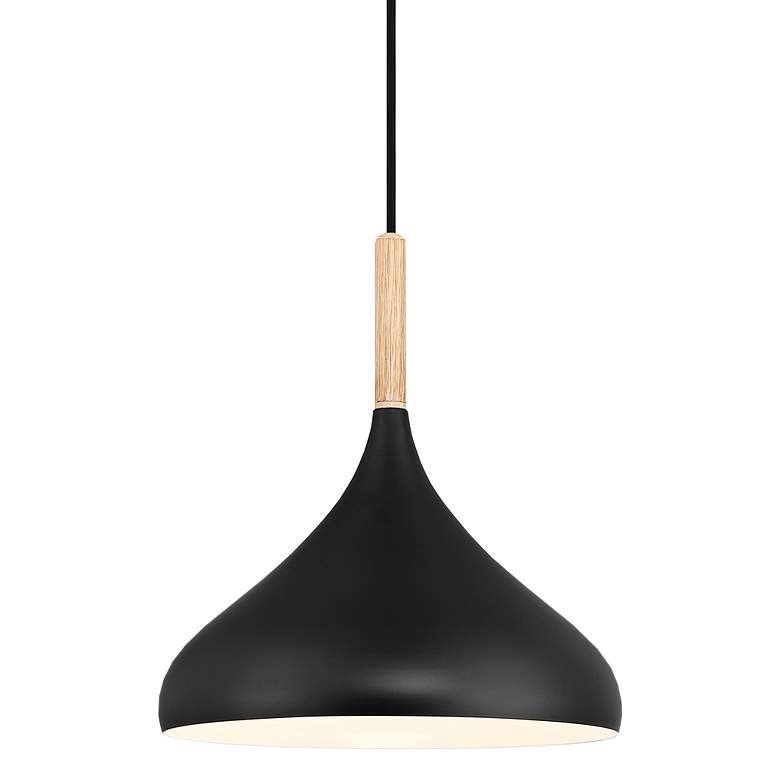 Image 1 Access Lighting Olivia 13" Wide Black with Wood Accent Pendant Light
