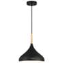 1_Access Lighting Olivia 13" Wide Black with Wood Accent Pendant Light