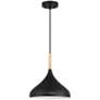 2_Access Lighting Olivia 13" Wide Black with Wood Accent Pendant Light more views