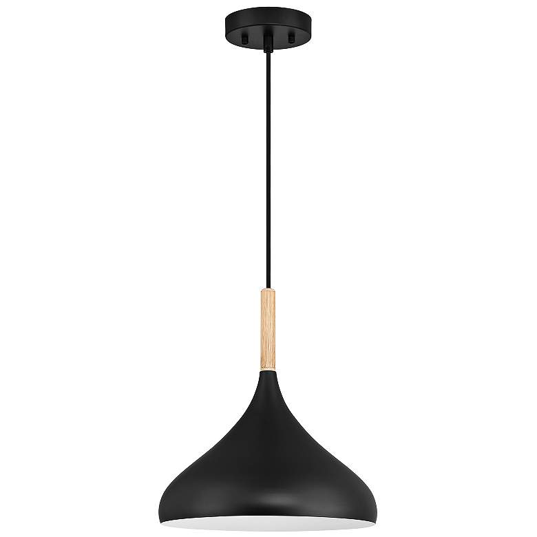 Image 3 Access Lighting Olivia 13" Wide Black with Wood Accent Pendant Light more views