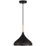 3_Access Lighting Olivia 13" Wide Black with Wood Accent Pendant Light more views