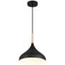 4_Access Lighting Olivia 13" Wide Black with Wood Accent Pendant Light more views