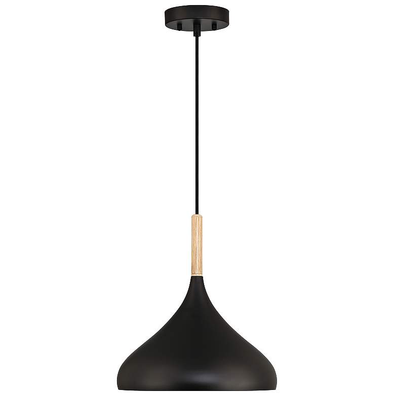 Image 5 Access Lighting Olivia 13" Wide Black with Wood Accent Pendant Light more views