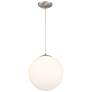 2_Access Lighting Pearl 15 3/4" Brushed Steel Opal Glass Pendant Light