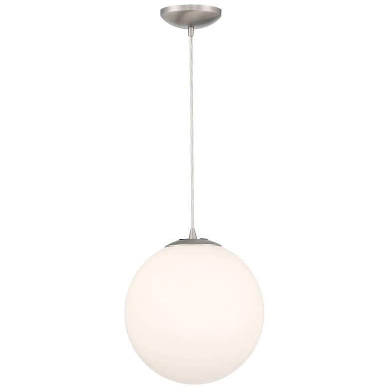Image 3 Access Lighting Pearl 15 3/4" Brushed Steel Opal Glass Pendant Light more views