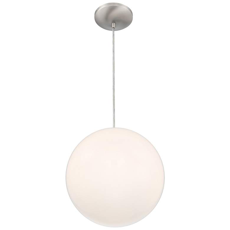 Image 4 Access Lighting Pearl 15 3/4" Brushed Steel Opal Glass Pendant Light more views